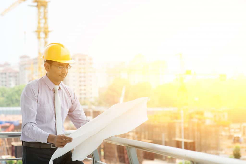 Asian Indian site contractor engineer working